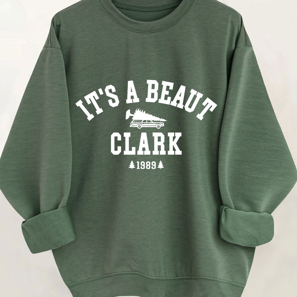 Casual Long Sleeve Round Neck Letter Print Pullover Sweater