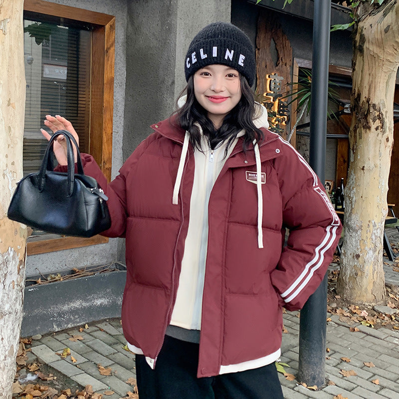 Contrast Color Thick Warm Korean Casual Cotton-padded Jacket