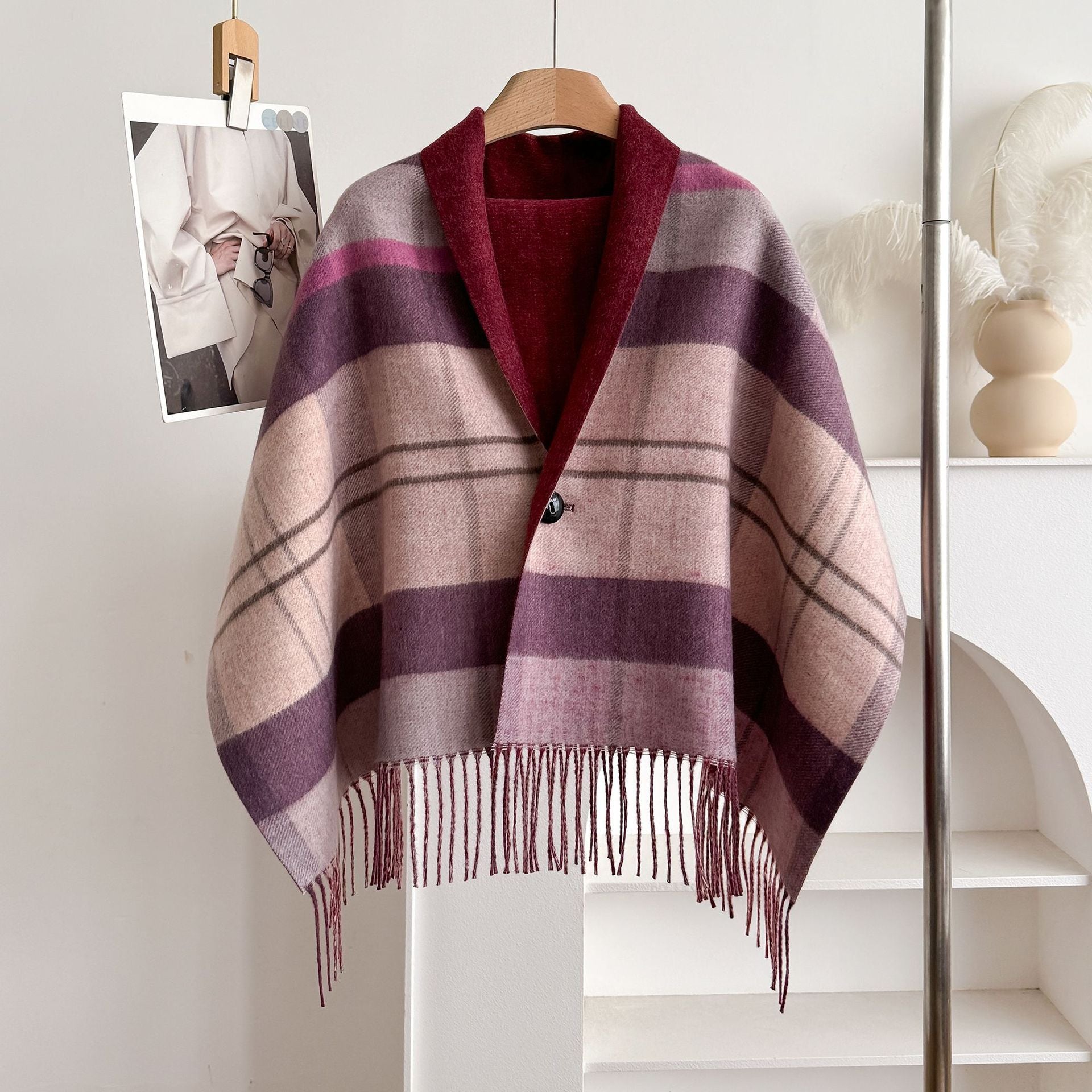 Tassel Wool Cloak Double-sided Shawl Multi-functional Warm Scarf