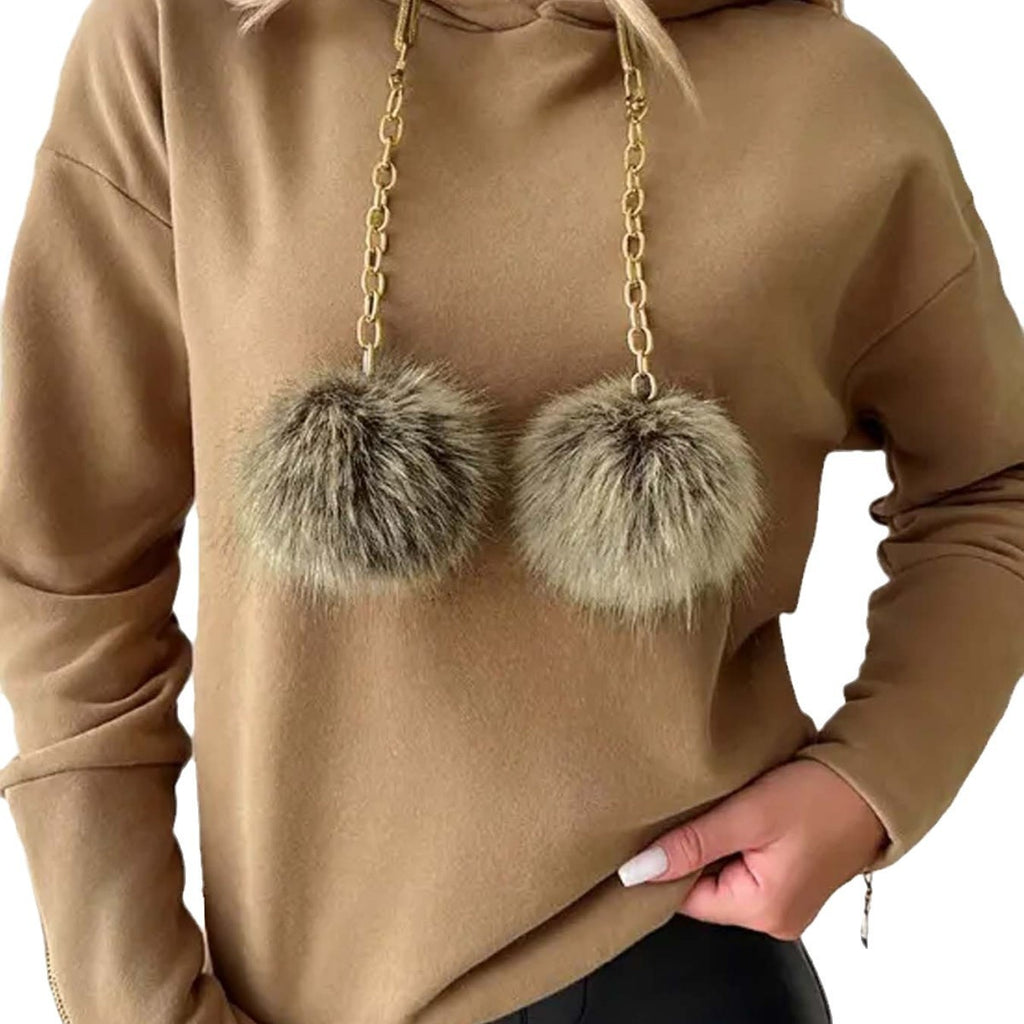 Fashionable Loose Light Brown Women's Sweater