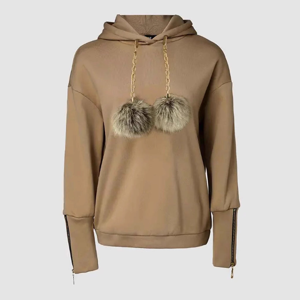 Fashionable Loose Light Brown Women's Sweater