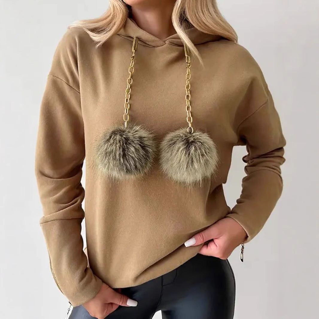 Fashionable Loose Light Brown Women's Sweater