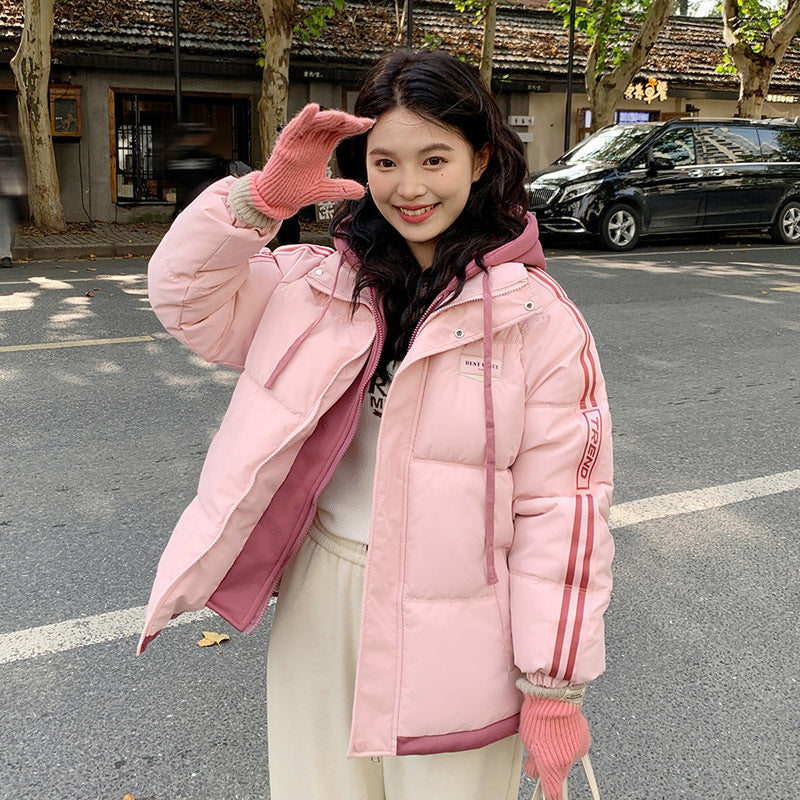 Contrast Color Thick Warm Korean Casual Cotton-padded Jacket