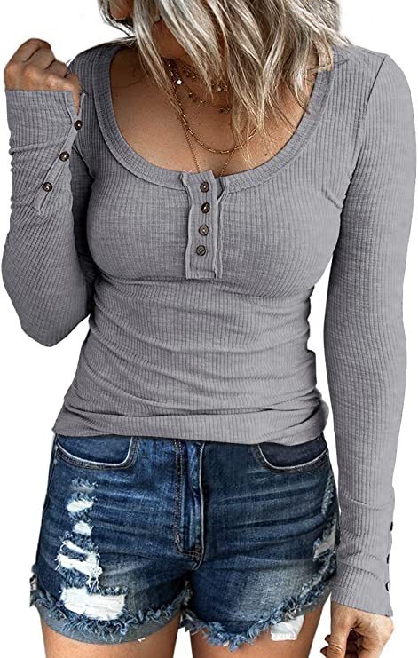 Women's Button Vest Color V-neck Long Sleeve Top