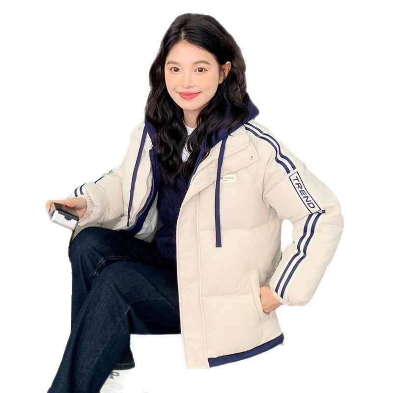 Contrast Color Thick Warm Korean Casual Cotton-padded Jacket